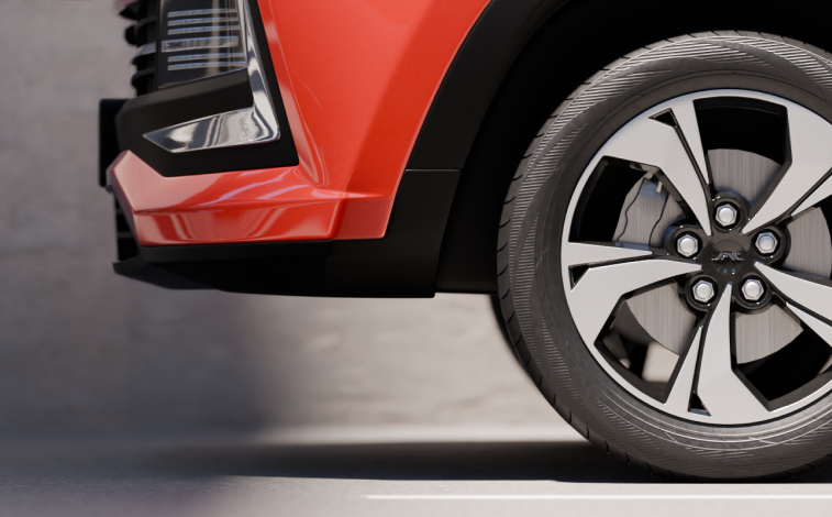 Vehículo JAC con enfoque en llantas y rines